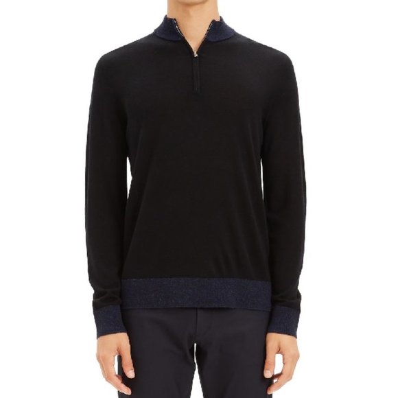 🎁 THEORY Rothley Color-block Quarter-zip Sweater
